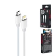 Maxlife MXUC-05, USB kábel, USB-C - Lightning, (2 méter 20W), fehér (Gyorstöltő)