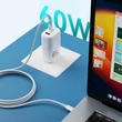 BWOO X282, USB kábel, USB-C - USB-C, (1 méter 60W), fehér (Gyorstöltő)