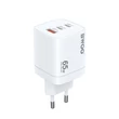 BWOO CDA147 PD+ QC 3.0 65W 1XUSB-A + 2XUSB-C, Hálózati gyorstöltő, fehér