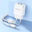 Borofone BN15 2XUSB-A 10W, 2,1A, Hálózati töltő (+Micro USB kábel), fehér