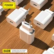 FONENG EU28 1XUSB-A 2,4A, Hálózati gyorstöltő (+Lightning USB kábel), fehér