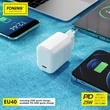 FONENG EU40 1XUSB-C, 25W, 3A, Hálózati gyorstöltő, fehér