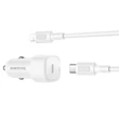 Borofone BZ34A, Szivargyújtós töltő, PD 20W 1x USB-C + 1x USB-C + Type-C - Lightning kábel, fehér (GYORS TÖLTÉS)