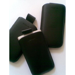 Nokia 6500 Slide, Álló bőr tok, fekete  (5x10 cm)