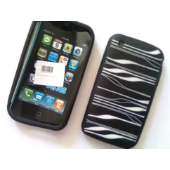 Apple iPhone 3G -gumis- (Vonalas), Szilikon tok, S-Case, fekete