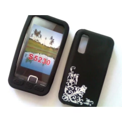 Samsung S5230 Star, Szilikon tok, S-Case, fekete Virágos