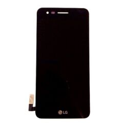 LG K4 2017 M160, LCD kijelző érintőplexivel és előlappal, fekete