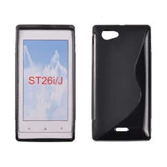 Sony Xperia J ST26i, Szilikon tok, S-Case, fekete