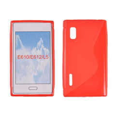 LG Optimus L5 E610, Szilikon tok, S-Case, piros