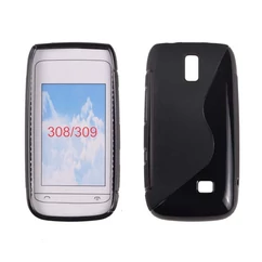 Nokia Asha 308/Asha 309, Szilikon tok, S-Case, fekete