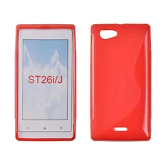 Sony Xperia J ST26i, Szilikon tok, S-Case, piros