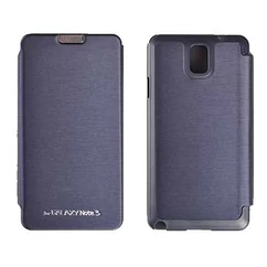 Samsung N9005 Galaxy Note 3, Oldalra nyíló flip tok, Techno, sötétkék