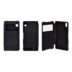 Samsung G800 Galaxy S5 Mini, Oldalra nyíló flip tok, Ablakos, fekete