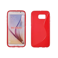 Samsung G920 Galaxy S6, Szilikon tok, S-Case, piros
