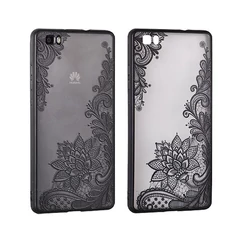 Huawei Y7, Szilikon tok, Csipkés 4, fekete