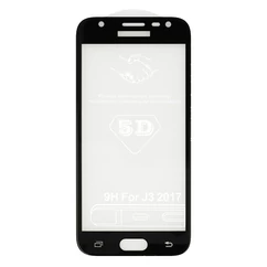 Samsung J330 J3 2017, Kijelzővédő fólia, (ütésálló) Full Glue 5D, fekete