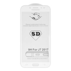 Samsung J730 J7 2017, Kijelzővédő fólia, (ütésálló) Full Glue 5D, fehér