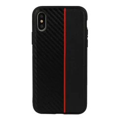 Samsung J610 Galaxy J6+ 2018, Szilikon tok, Moto Carbon, fekete-piros
