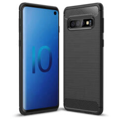 Samsung A405 Galaxy A40, Szilikon tok, Carbon, fekete