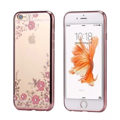 Xiaomi Redmi 7, Szilikon tok, Virágos, rose gold