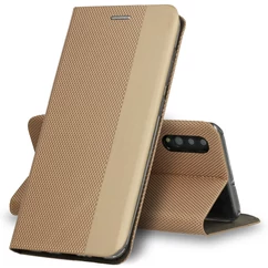 Samsung G985 Galaxy S20 Plus, Oldalra nyíló flip tok, Vennus Sensitive, arany
