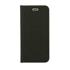 Xiaomi Mi 10/Mi 10 Pro, Oldalra nyíló flip tok, Carbon, fekete