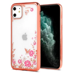 Apple iPhone 12 Pro Max, Szilikon tok, Virágos, rose gold