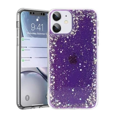 Samsung A207 Galaxy A20S, Szilikon tok, Brilliant (Csillámos), lila