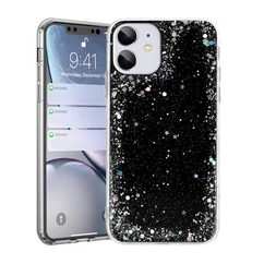 Samsung G996 Galaxy S21 Plus, Szilikon tok, Brilliant (Csillámos), fekete