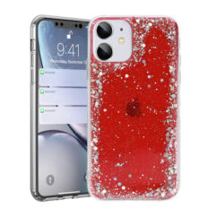 Samsung G996 Galaxy S21+, Szilikon tok, Brilliant (Csillámos), piros
