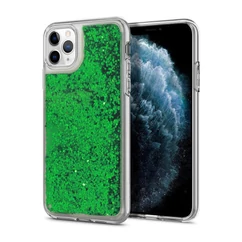 Apple iPhone 12 Pro Max, Szilikon tok, Liquid (Csillámos), zöld