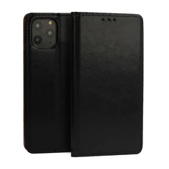 Xiaomi Mi 11i, Oldalra nyíló flip tok, Book Special (valódi olasz bőr), fekete