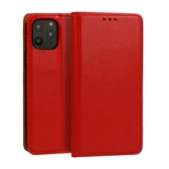 Apple iPhone 14, Oldalra nyíló flip tok, Book Special (valódi olasz bőr), piros