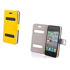 Apple iPhone 4, Oldalra nyíló flip tok, Smart, sárga