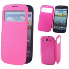 Samsung i9190 Galaxy S4 Mini, Oldalra nyíló flip tok, rózsaszín*,
