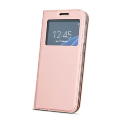 Huawei Y7 Prime 2018/Honor 7C, Oldalra nyíló flip tok, Ablakos, rose gold
