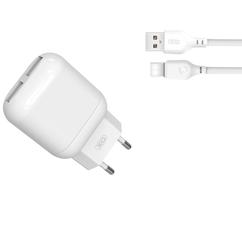 XO L78, Hálózati töltő, 2.4A, (+USB-C kábel), fehér