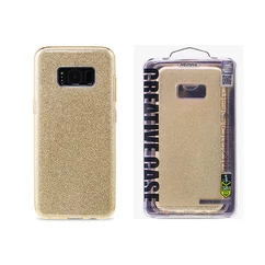 Samsung G955 Galaxy S8+, Szilikon tok, Remax (Csillámos), arany