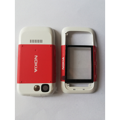 Nokia 5300 elő+akkuf, Előlap, piros