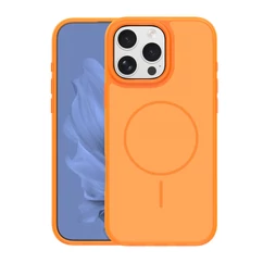 Apple iPhone 16 Pro, Szilikon tok, Thin Magsafe, narancs