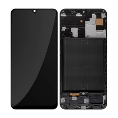 Samsung A505 Galaxy A50, LCD kijelző érintőplexivel és előlapkerettel, fekete (INCELL, TFT)