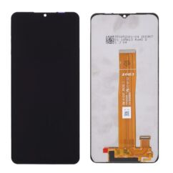 Samsung A125/A127 Galaxy A12/A12s, LCD kijelző érintőplexivel, fekete (sárga átvezető fóliával)