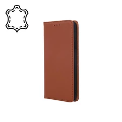 Apple Iphone 13/14, Oldalra nyíló flip tok, Smart (valódi bőr), barna