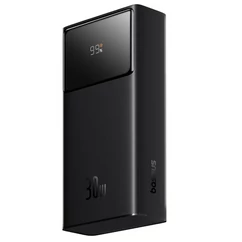 Baseus Star-Lord, PD QC 30W 10000mAh  2XUSB+micro-USB+Type-C aljzat, LED Kijelző, Wireless PowerBank, Külső akkumulátor, fekete ( PPXJ1030)