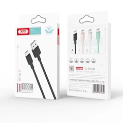 XO NB156 USB kábel, USB-A - USB-C, (1méter 2,4A), fekete (Gyorstöltő)