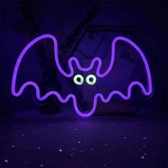 Neolia NNE14  Neon LED Falra akasztható dekorációs lámpa, Halloween Bat, lila
