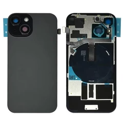 Apple iPhone 15, Akkufedél, kamera lencsével, mágneses gyűrűvel, vezeték nélküli töltőchippel és vakuval, szerelt, fekete