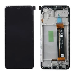 Samsung A236B Galaxy A23 5G, LCD kijelző érintőplexivel és előlap kerettel, fekete (GH82-29735A) (SERVICE PACK) (GYÁRI)