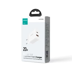 Joyroom JR-TCF05, 1XUSB-A + 1XUSB-C PD QC 20W  3,0 Hálózati gyorstöltő, fehér
