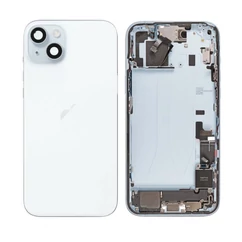 Apple iPhone 15 Plus, Akkufedél, kamera lencsével, mágneses gyűrűvel, vezeték nélküli töltőchippel és vakuval, szerelt, világoskék